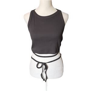 NWT Ninety Percent Womens Small Tank Top Eamon Organic Cotton Cropped Tie Waist